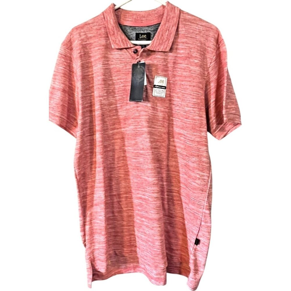 NEW LEE Red Lava Mens LARGE Polo Shirt Short Sleeve